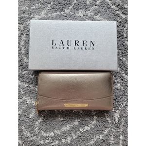 Ralph Lauren Gold Zip Leather Wallet
